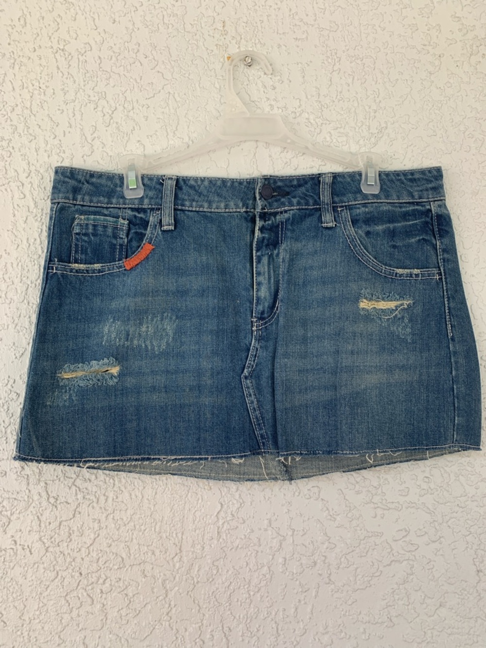 American Eagle Outfitters Distressed Denim Mini Skirt in Blue size 12